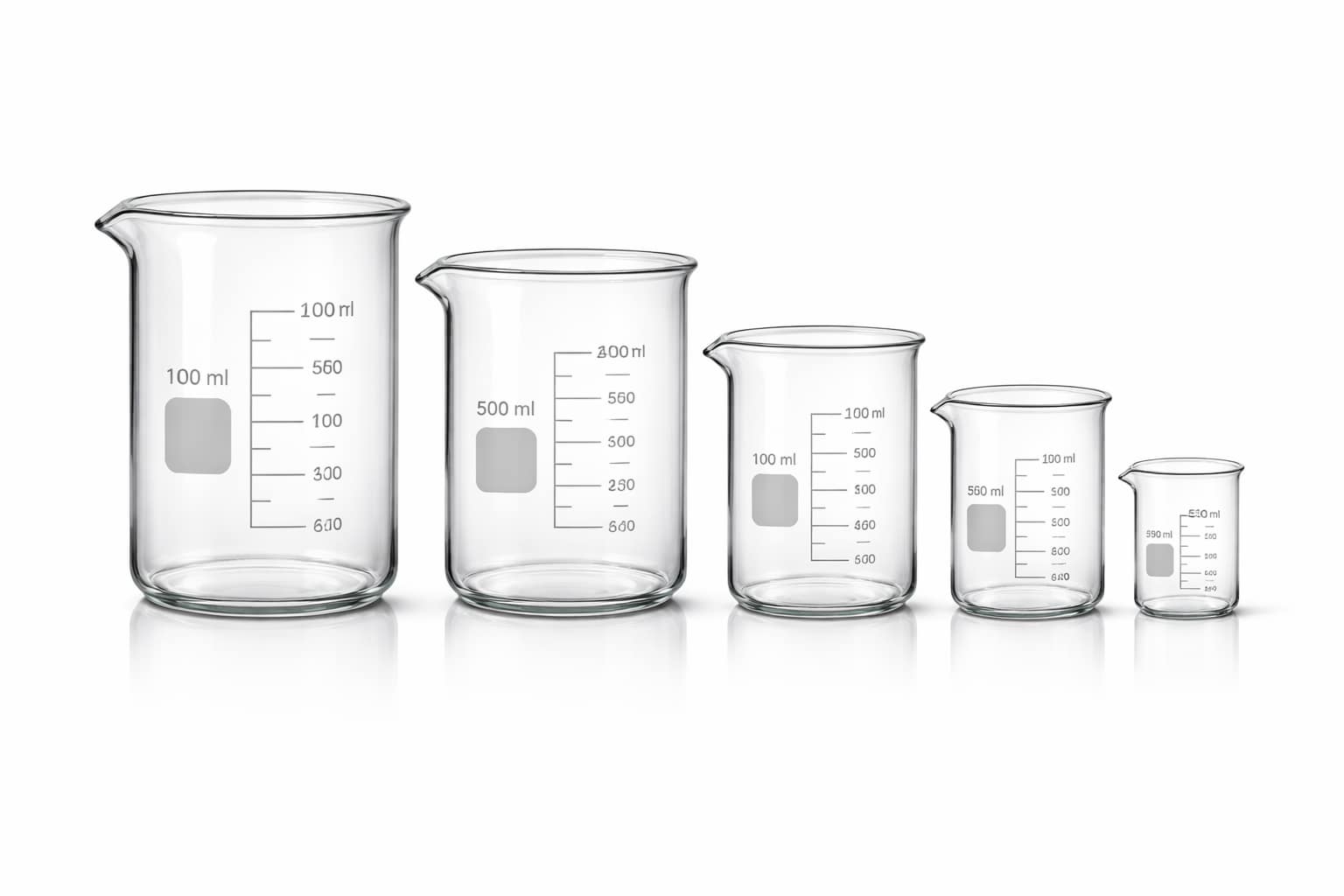 Chemistry Laboratory 7 Glass Beakers Set - research-grade vial | Peptides Lab Pro